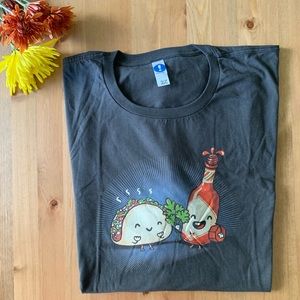 NWOT Grey Tee: Spicy Love Taco and Tabasco